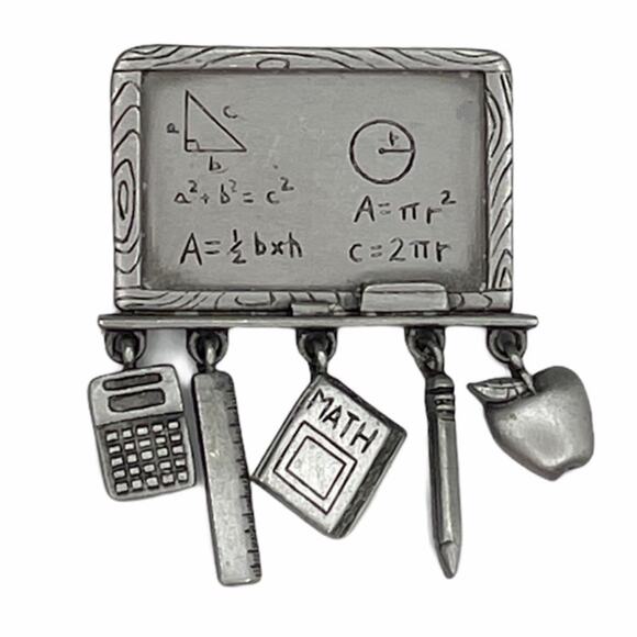 JJ Chalkboard and School Math Supplies Pin Vintage - Picture 5 of 5